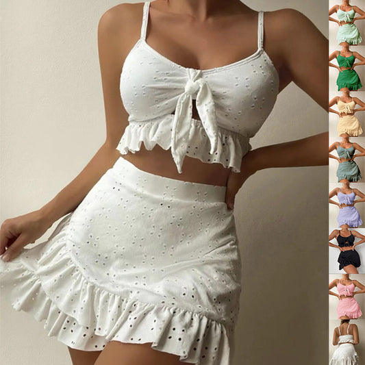 NEW 2024 - SEXY Beach Bikini Set (3 pcs, with Hip-Hugging Skirt)