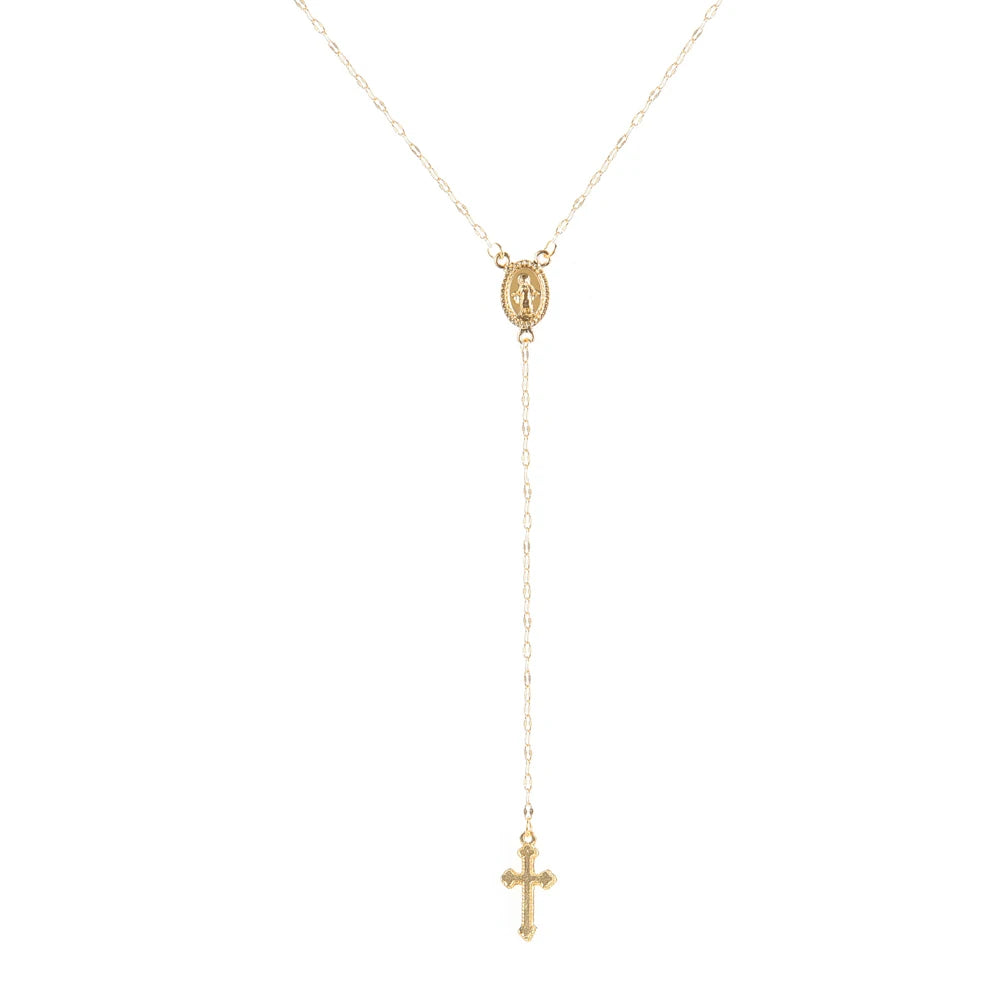 Vintage Cross Rosary Necklace