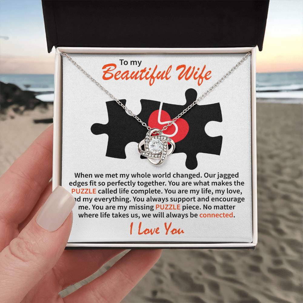 To My Beautiful Wife - Love Knot Necklace (Puzzle-My whole world)