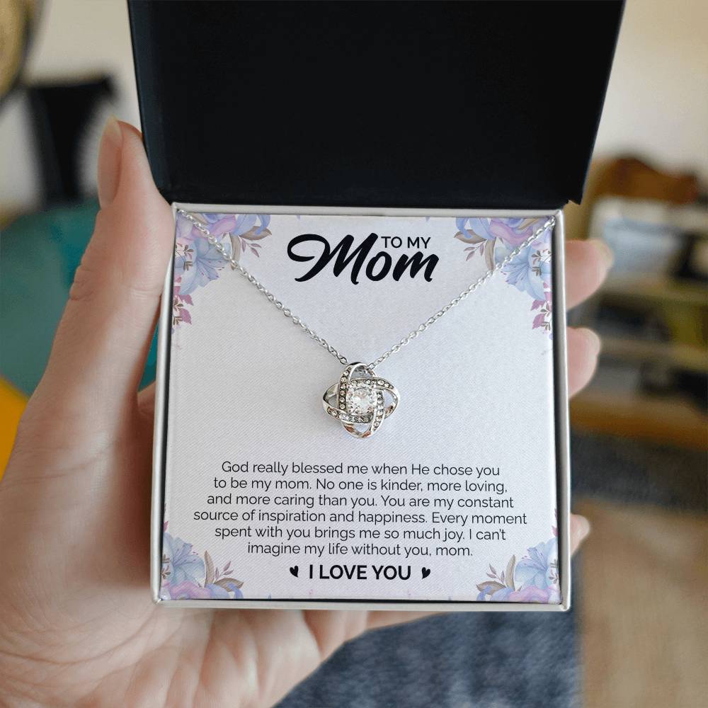 To My Mom - Love Knot Necklace (God Blessed Me)