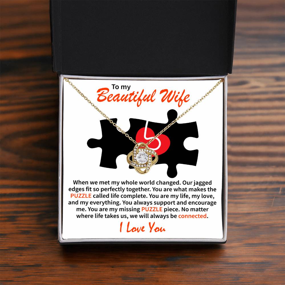 To My Beautiful Wife - Love Knot Necklace (Puzzle-My whole world)