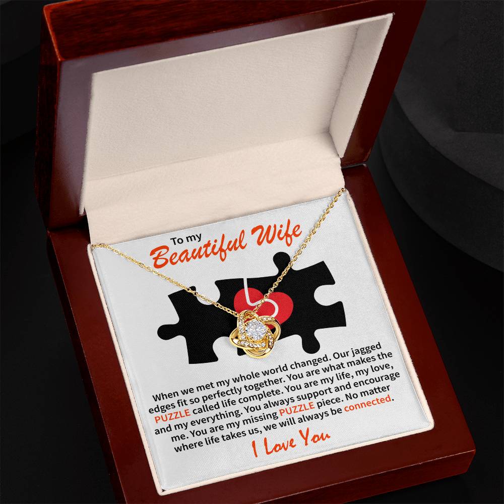 To My Beautiful Wife - Love Knot Necklace (Puzzle-My whole world)