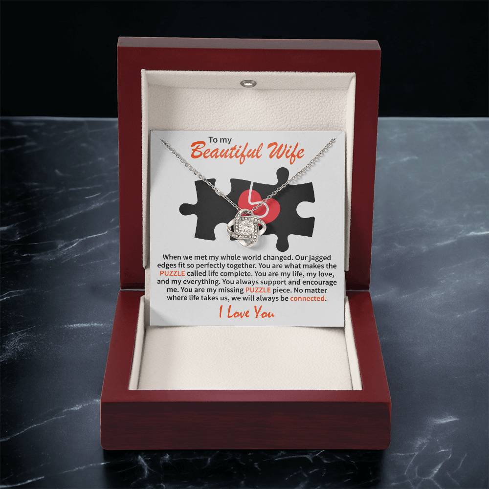 To My Beautiful Wife - Love Knot Necklace (Puzzle-My whole world)